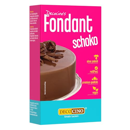 DECOCINO Fondant Schoko 250 g ideal zum Verzieren von Kuchen Torten Cupcakes Palmölfrei & vegan
