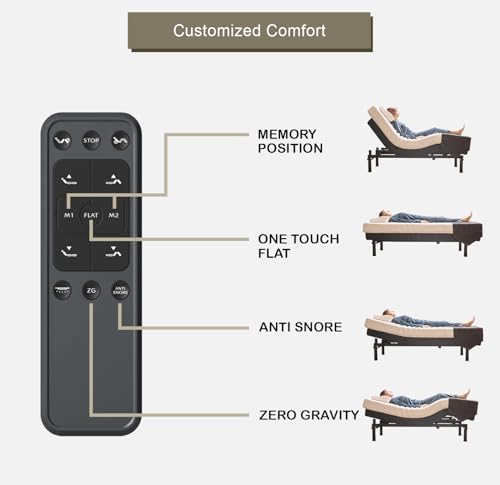 Image of Premium Split King Adjustable Bed with 14 Inch Prime Gel Memory Foam Sleep System, Massage, Zero Gravity, Anti-Snore, Programmable Memory Positions, USB, Underbed Lighting, Zero Clearance