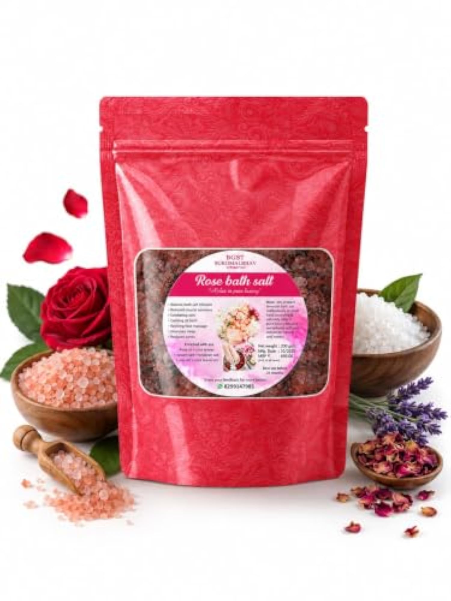Bath Salt for Relaxing Spa Bath, Natural Floral Soak