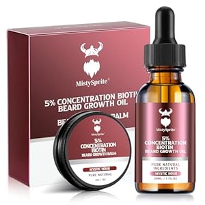 Beard Growth kit & Beard Balm – Beard Growth Kit with 5% Concentration Biotin for Men, Natural Ingredients with Argan Oil, Jojoba Oil and Vitamin (Mystic Hour)