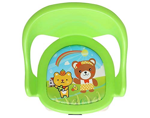 Image of Nilkamal Strong and Durable Plastic Chair with Cushion Base for Kids (Pups Green), 1-2 Years