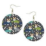 Wear Clothes - Juego de aretes de piel con estampado de perros corgi, 1 par de aretes ligeros bohemios perforados, regalo de joyería para mujeres y niñas