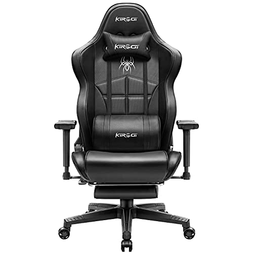 Kirogi-Silla-Gaming-Silla-Gamers-con-reposapies-Silla-ergonomica-de-Ordenador-Silla-reclinable-de-Adultos-para-Juegos-de-PC-Silla-de-Oficina-Grande-con-Cuero-de-Fibra-de-CarbonoNegro