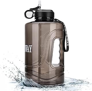 1 Gallon Fitness Sports Water Bottle with Straw Large Gym Jug BPA-Free Leak Proof Reusable Durable 3.78 Litre 1 Gallon Water Bottle with Handle Portable for Cycling Running Work