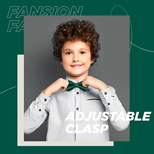 Yasuoa Kids Bow Tie, Boy's Pre-Tied Bow Tie Adjustable Neck Bowtie Classic Solid Color Bow Tie For Birthday Wedding Formal Party (Polyester Silk, Dark Green) #TOP3