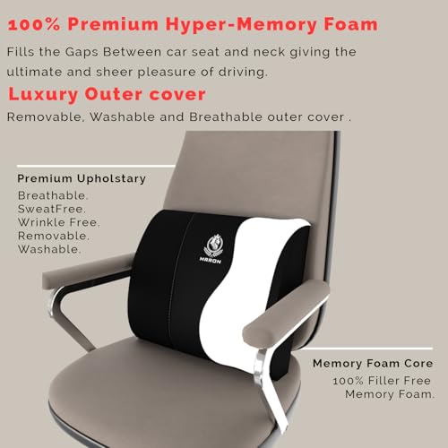 Image of MRRON Back Support for Office Chair | 3 Years Warranty | Medical Grade Memory Foam Car Seat Back Support, Orthopedic Lumbar Back Rest for Back Pain Relief - Back Pillow for Sitting Long Hours