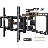 Perlegear voll-bewegliche TV Wandhalterung mit Steckdosenleiste, 42"-90", 68KG, vormontierte TV Halterung, leichtgängige Drehung, Neigung, Extension, VESA 600x400mm, PGLF11
