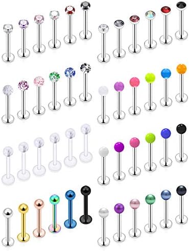 SCERRING 16g Lip Rings Labret Monroe Lip Rings Nail Tragus Helix Cartilage Earrings Studs Ring Medusa Piercing Jewelry Retainer 10mm 48PCS