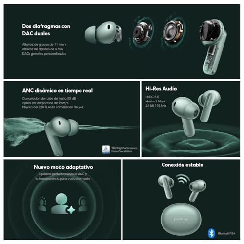 Image of OnePlus Buds 4 Wireless Earbuds,Bass Wave in-Ear Buds,IP55 Tri-Mics AI Earphone,Up to 55dB Adaptive Noise Cancellation,Up to 45Hrs Battery,Green