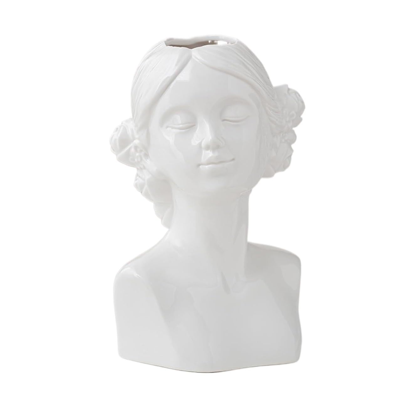 Vase, Vase Flowers Face Flower Desk Decor Ceramic Body Ideal Shelf Farmhouse Centerpieces For Vases(White1)