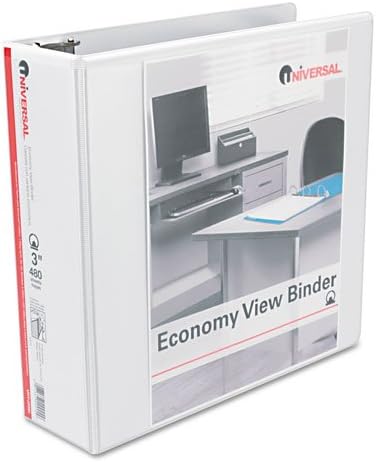 Universal : Round Ring Economy Vinyl View Binder, 3in Capacity, White -:- Sold as 2 Packs of - 1 - / - Total of 2 Each