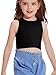 CharmWM Girls Summer Sleeveless Tank Tops Loose Fit Basic Shirts Cute Crew Neck Blouse Black