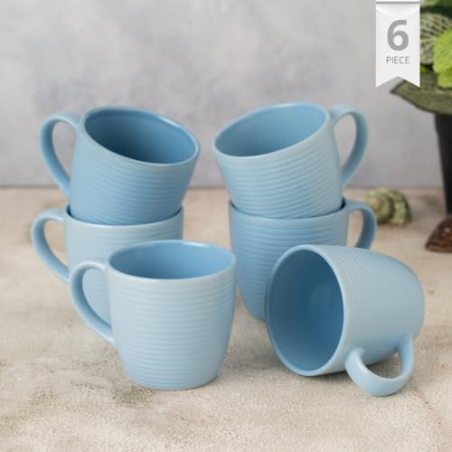 Image of Clay Craft Fine Ceramic Horizon Blue Coffee Mug Set of 6, Cups for Tea & Coffee, Mug Set, Gift Set, Elegant Design for Home and Kitchen and Can Be Gifted to Your Loved Ones On Any Occassions