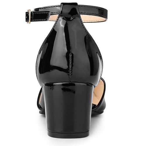 Allegra K Women's Pump Pointed Closed Toe Low Chunky Heels Black Pumps 8 M US