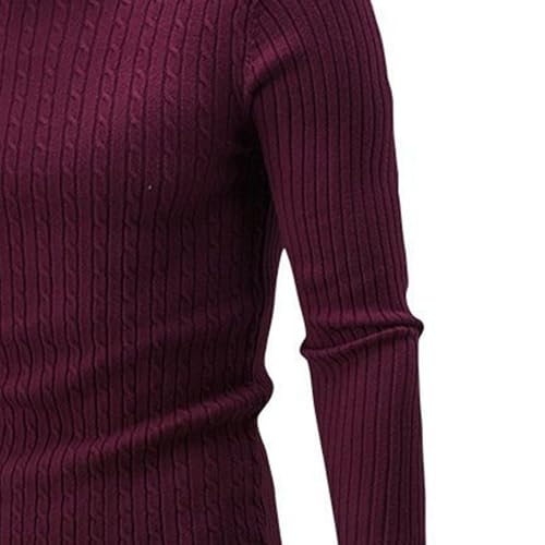 Men's Twisted Knitted Pullover Long Sleeve Turtleneck Sweater Cable Knitted Casual Sweaters for Men4