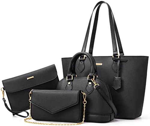 Bagsure Handtasche Damen Schultertasche Handtaschen Damen 4-teiliges Set | Elegante Tragetasche für Büro Schule Einkauf Reise, Große Tote Bag mit Reißverschluss, Handbags for Women