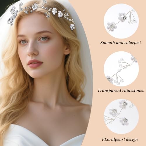 Giantree Flower Girl Headdress, Silver Wedding Pearl Rhinestone Headdress, Girl's First Communion Headdresses, Suitable for Wedding, Birthday, Party, First Communion, Photography (silver)2