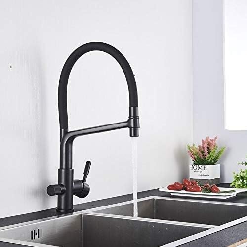BHFPFZA Kitchen Sink Faucet Pull Down Mixer Tap for Bar & Farmhouse Ch h Hot & Cold Rotating 2 Outlet Spout Commercial Grade Modern Design Easy Installat
