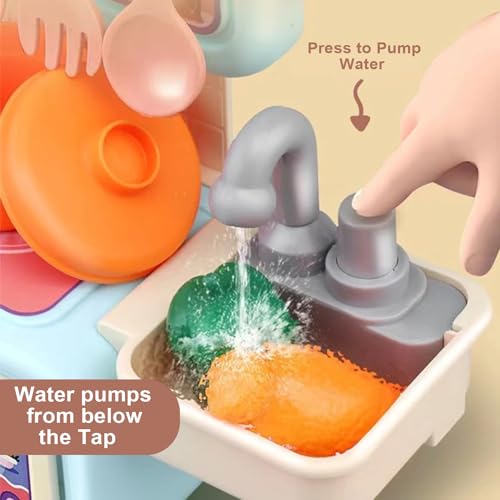 Image of VGRASSP Dream Kitchen Playset Toy Pretend Play Realistic Cooking Action Modern Kitchen Set - Real Like Working Sink - Random Color As Per Stock (Without Stove Small)