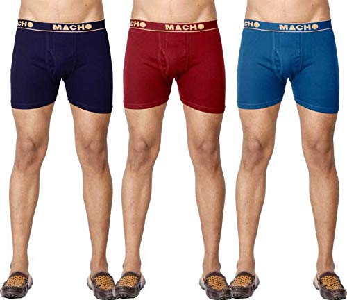 MachoMen's Long Cotton Fine Trunk Pack of 3 (Multi Color), 100 cm