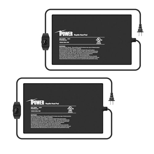 iPower 8x12 Inch Reptile Heating Pad with Adjustable Controller Knob, Under Tank Heater Mat for Turtles, Lizards, Snakes, Amphibians & Small Pets, 2 Pack