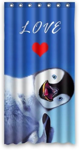 Shower Curtain Cute Penguin Stuck his Head Out to say Hello Waterproof Bathroom Fabric, Bathroom Decor 36" x 72"
