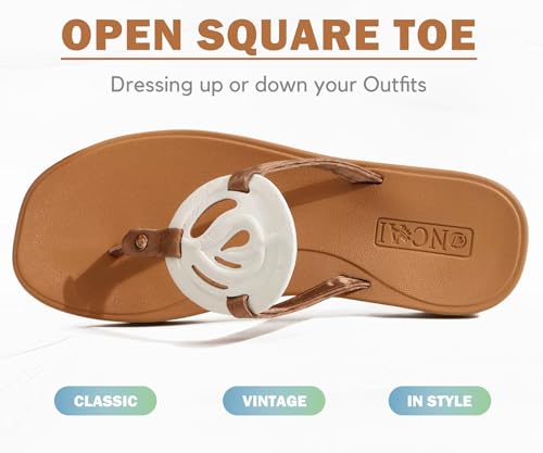Image of ONCAI Womens Flip Flops Fashion Flat Sandals Summer Vacations Casual Cute Slip On Dressys Sandals for Woman Size 6-11