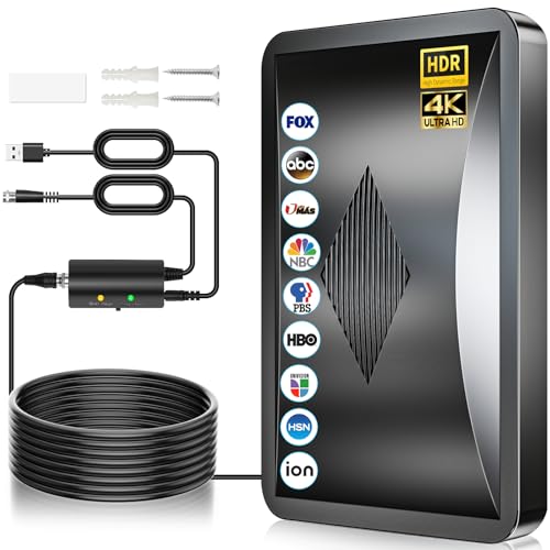2026 TV Antenna for Smart TV Indoor, 3600+ Miles TV Antenna for Local Channels, HD Antenna for Smart TV Long Range 4K 1080P with Amplifier Signal Booster -38 FT Thick Coaxial Cable