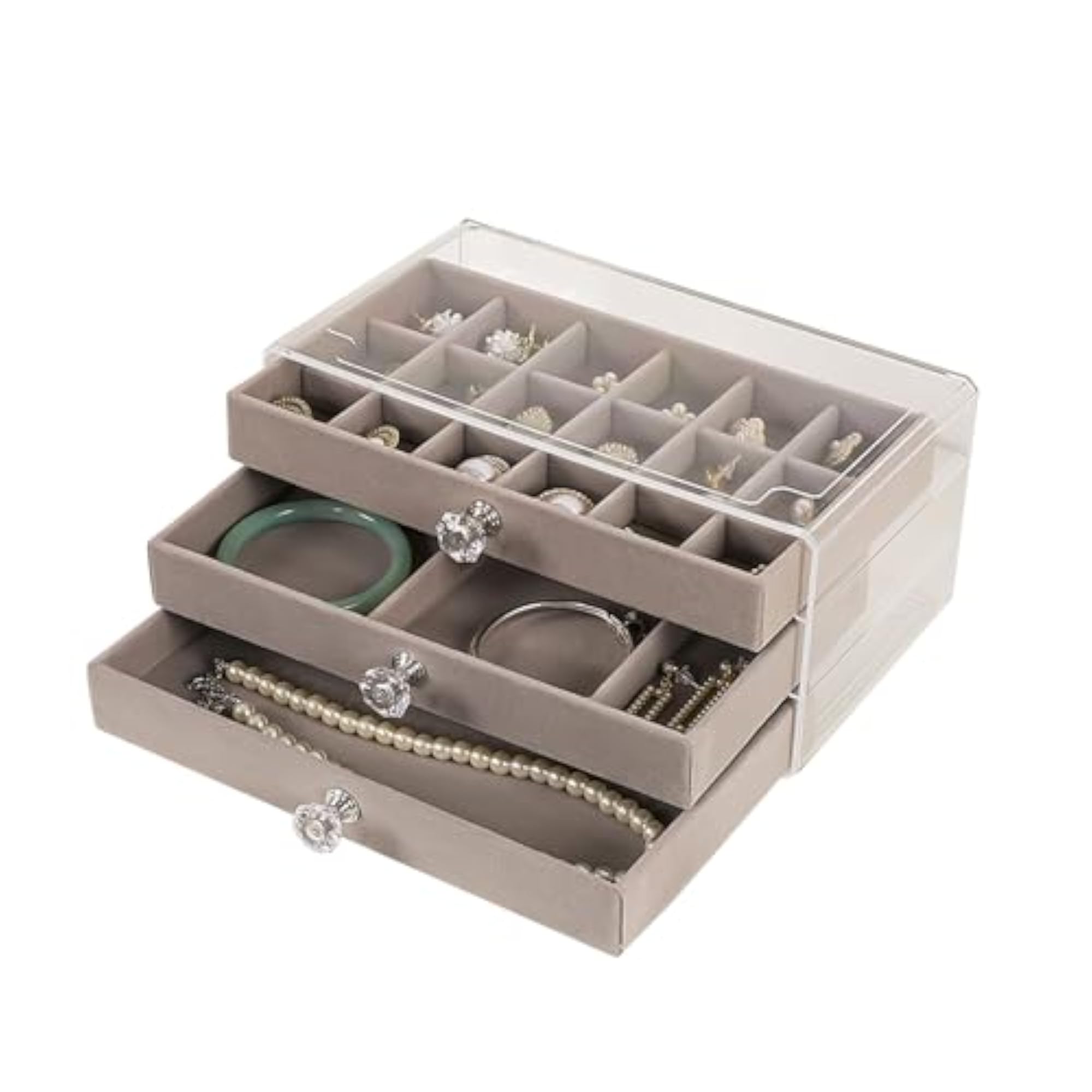 Acrylic Jewellery Organiser with 3 Drawers, Transparent Box