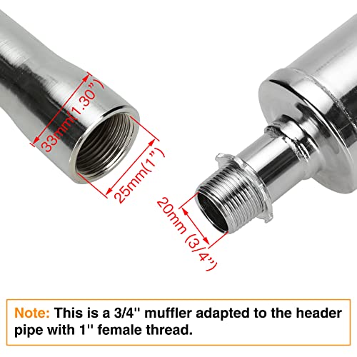 Image of FVRITO Exhaust Muffler Silencer for Predator 196cc 212cc 420cc CT200u CT200u-ex BT200x CC100x CT100u Mini Bike Go Kart KT196 Massimo Baja MB200 MB165 GX160 GX200 Clone Engine Performance Parts Silver