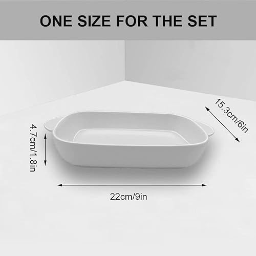 Miniatura 8 de Bandeja pequeña de cerámica para hornear, 9 x 6 pulgadas, mini cacerola con asas, sartenes rectangulares para hornear de porcelana antiadherentes,
