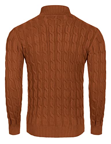 Image of COOFANDY Men's Slim Fit Turtleneck Sweater Casual Twisted Knitted Pullover Sweaters