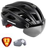 Shinmax Bike Helmet, CPSC/CPC Bike Helmet for Adult Men Women with Magnetic Goggles&Led Back Light Cycling Helmet Adjustable SM-T69