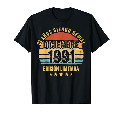 32 Años Cumpleaños Regalo Diciembre 1991 Diciembre 32 Años Camiseta