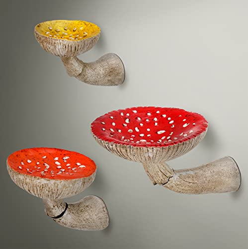 Image of Cute Mushroom Wall Floating Shelf Whimsical Mushroom Room Decor Wall Mounted Hanging Shelves for Bedroom Living Room Bathroom Kitchen (3 Pcs, Mixed Sizes)