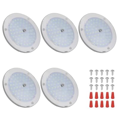 RVZONE RV Lights Interior, 5 Inch Cool White RV LED Ceiling Puck Light Dimmable 12V Camper Puck Lights 6000-6500k Transparent Frosted 4.5W LED Ceiling Dome Light for Camper Van Trailer Boat, 5-Pack