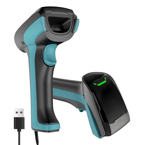 Upgraded Industrial Barcode Scanner2D/1D Dua Reading,Screen/PaperBarcode Compatible, USB Wired Plugand Play, Works with Computer, POSMac, Universal for Warehouse,Logistics, Supermarket, Library