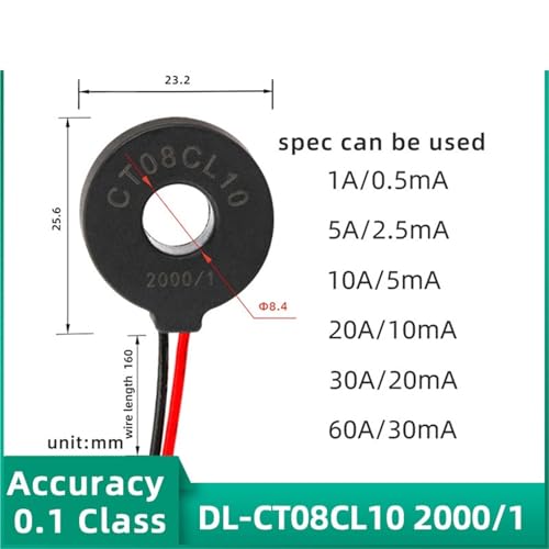 Mini transformador de corriente de bobina DL-CT08CL10 con salidas de 50mA y 100mA CA 2