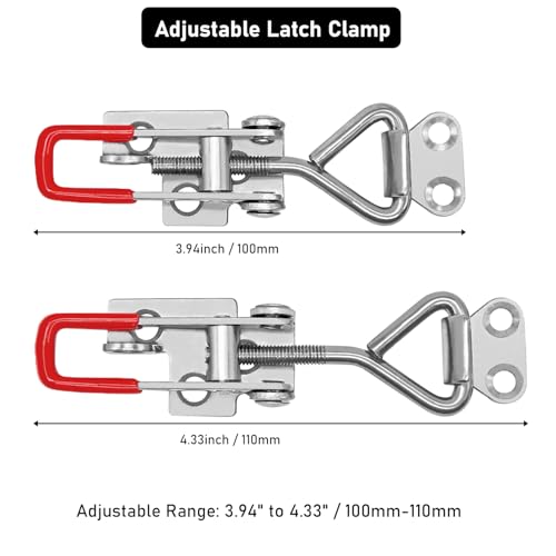 Image of 4pcs 4001 Toggle Latch Clamp with Lock Hole - 304 Stainless Steel Heavy Duty Latch, 400Lbs Holding Capacity, Adjustable Quick Release Pull Latch