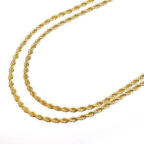 metaltree98 14K Yellow Gold Plated 2.5 mm Rope Double Chain Necklace 22