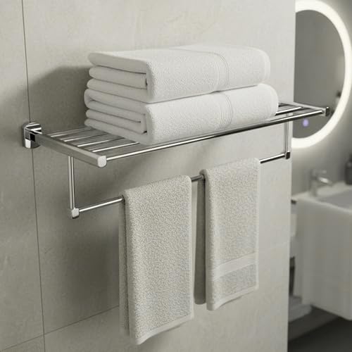 Image of iBELL Stainless Steel Towel Rack with Rod /Towel Hanger for Bathroom /Towel Holder /Stand /Bathroom Accessories -