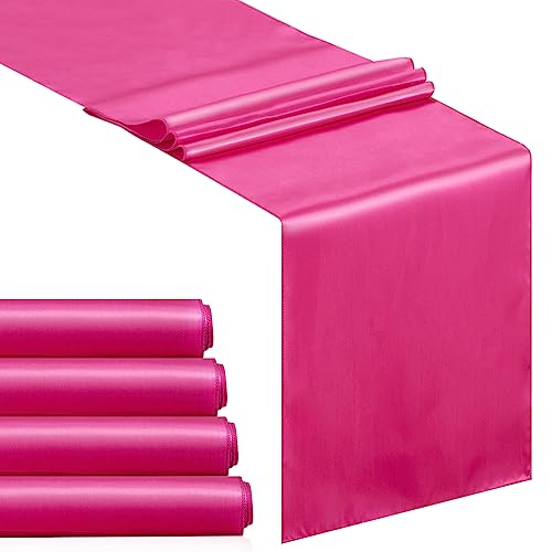 B-Cool Satin Table Runner Hot Pink Table Runners Birthday Party Supplies 5Pack 12x108 inch Silk Wedding Table Runners Banquet Birthday Party Decoration