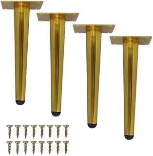 WEICHUAN Straight Furniture Legs Replacement Metal Gold Sofa Couch Chair Ottoman Loveseat Coffee Table Cabinet Legs(8" Set of 4)