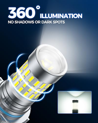 Image of Marsauto 5202 LED Fog Light Bulbs, 10,000 lumens 6000K Cool White, 48 Chips DRL Bulb, 5202 Led Bulb 1:1 Mini Size 5202 5201 PS24W Fog Lights Led, 360 Illumination, Side Marker Lights