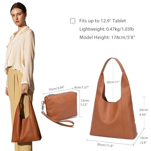Image of Genuine Leather Hobo Tote Bag for Women