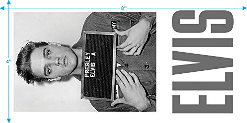 Elvis Presley Army Mug Shot Rock 'N' Roll T Shirt & Stickers (X-Large) White #TOP2