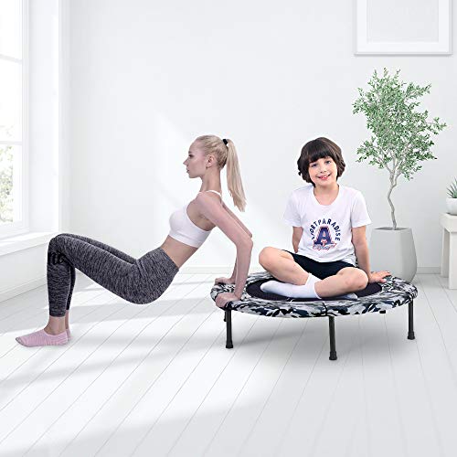 Wamkos 40" Rebounder Mini Trampoline For Adults | Kids, Small Foldable Fitness Trampoline Trainer With Resistance Bands For Sports,Yoga And Other Jumping Cardio Exercise #TOP2