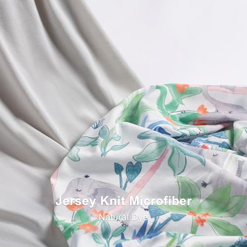Image of Baby Changing Pad Cover, Changing Table Cover for Girls Boys, Ultra Soft Breathable, 2 Pack Rainforest Elephant & Grey