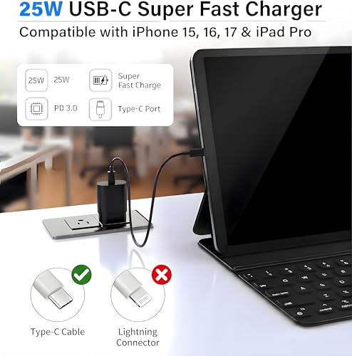 USB C Charging Block 25W Fast Charger for Samsung Galaxy S26, S25, S24 | PD 3.0 Fast Charging Block, Type C Wall Plug Cube Adapter Compatible with Galaxy S26, S25, S24, S23, Z Fold 3/4/5/6/7- Black - image 7