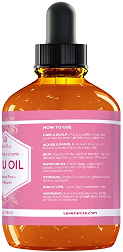Leven Rose CP-0IQ4-S1I6 Emu Oil, 100% Pure Natural Hair Strengthener Anti Aging Skin Moisturizer 4 Oz thumb #1